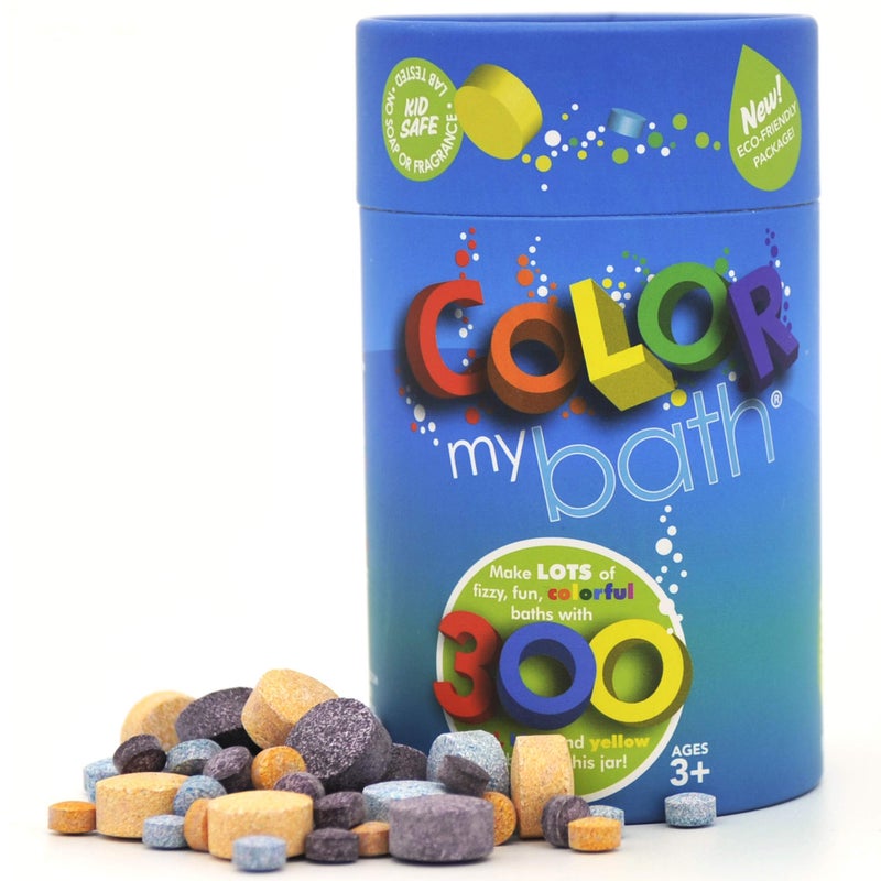Color My Bath Color MyBath - Bath Color Tablets for Kids, 300 Count Jar - Color Changing, Non-Toxic, Non-Staining, Fragrance-Free - Mix Your Own Rainbow, Fun & Educational - Made in USA (1-Pack) - Image 1